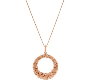 Circle Byzantine Enhancer Pendant w/ Chain Necklace 14K Rose Gold Clad Silver - Picture 1 of 4