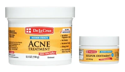  De La Cruz 10% Sulfur Ointment Acne Medication, JUMBO SIZE 5.5 OZ + Trial Size - Image 1 of 4
