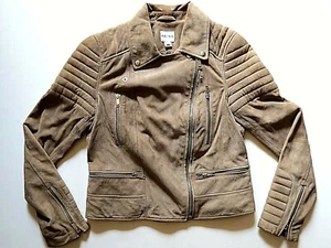 Womens REISS Suede Beige Asymmetrical Jacket Sz 8 - Picture 1 of 6