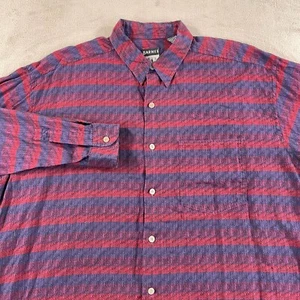 Vintage Jhane Barnes Storm Shirt Men XL Blue Red Striped Long Sleeve Pocket - Picture 1 of 8