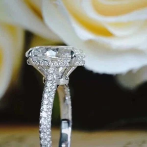 10*14mm Unique AAA CZ Huge Pigeon Egg Stone Band 925 Silver Womens Ring Size 4-9 - Picture 1 of 13