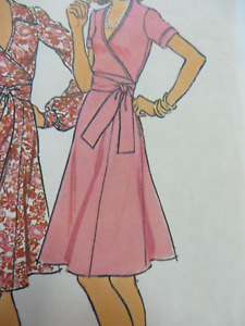 Vtg 70's Simplicity 6788 FRONT-WRAP TOP DRESS MIDRIFF TIES Sewing Pattern Women