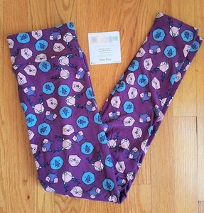 BNWT Lularoe OS leggings Woodland creature animals beers foxes owl purple blue - Picture 1 of 1