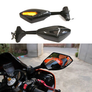 For Kawasaki Ninja 650 650R ZX6R Motorcycle LED Turn Signals Side Mirrors Carbon