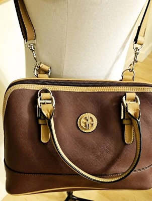 Bolso Bandolera Giani Bernini Burdeos Saffiano Cuero Sintético Doble Asa Foto 1 de 4