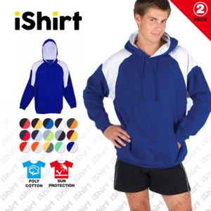2PC X MENS ADULT HOODIE JUMPER PULLOVER SHOULDER CONTRAST KANGAROO POCKET HOODIE - Picture 1 of 20