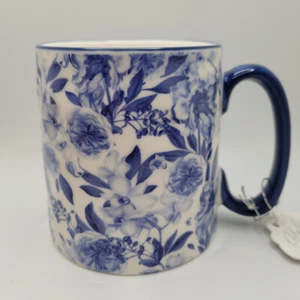 TAZZA CAFFÈ BELLA blu e bianca floreale nuova splendida nuova grande 10 fragola st - Foto 1 di 5