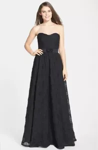 Adrianna Papell Womens Pleat Bodice Rosette Ball Gown Dress Black Size 8 - Picture 1 of 4