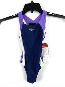 Speedo Girls Racerback One Piece Swimsuit Purple Size 7 - Picture 1 of 3