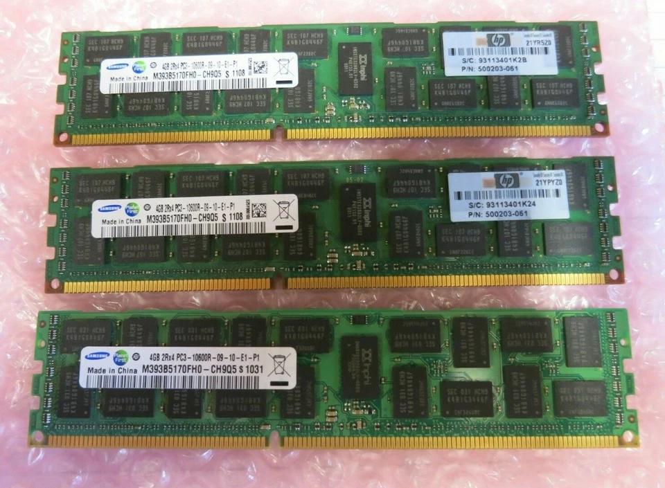 Samsung M393B5170FH0-CH9Q5 12GB (3x4GB) 2Rx4 PC310600 ECC CL9 240P Server Memory - Image 1 of 4