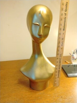 Antique Art Deco Mannequin head wig hat stand Mid Century female bust - Image 1 of 4