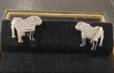 Gemelos Dunhill Bull Dog Metal Plateado 17x20mm Usados con Caja Foto 1 de 4