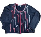 Jack B Quick Sweater PL Christmas Holiday Petite Large Candy Canes Women’s