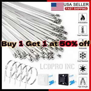 100PCS Fascette a Cerniera in Metallo Acciaio Inox Resistenti Autobloccanti Fascette per Cavi Lucchetto US - Foto 1 di 30
