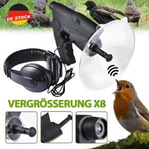 Parabol-Richtmikrofon mit Kopfhörer,Abhörgerät,Geräuschverstärker 8 Sek Aufnahme - Bild 1 von 13