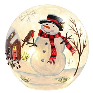 Christmas Snowman Crackle Glaze LED Cordless Lamp Boxed JD340893 - Picture 1 of 6