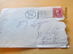 WASHINGTON Postage RED Stamp 2c RARE 1912 Envelope Antique flag cancel - Picture 1 of 2