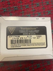 1/4-20 Tap Set TiN HS 3 Piece Taper Plug Bottom USA Vertanium New - Picture 1 of 4