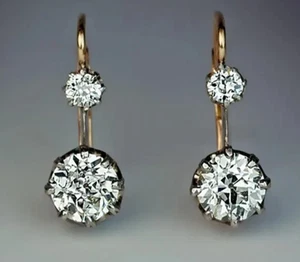 Pendiente colgante/gota de diamantes cultivados en laboratorio G/VS1 corte redondo de 5,00 quilates de oro amarillo - Imagen 1 de 3