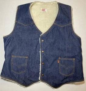 Gilet Levi’s Orange Tab uomo vintage denim foderato sherpa XL EUC made in USA - Foto 1 di 9
