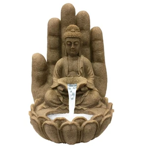 Zimmerbrunnen Buddha 55cm mit LED, Wasserspiel Wasserfall, Springbrunnen innen - Bild 1 von 6