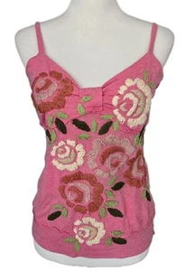 Joystick Johnny Was Boho Embroidered Floral Pink Sleeveless Tank Top Sz S - Picture 1 of 12