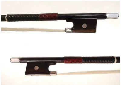 VTG Japan Violin Bow 4/4, Light Cherry Wood, 53g, Rosewood Frog, Baleen Windings - Image 1 of 4