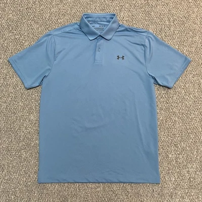 Camisa polo de golf Under Armour para hombre azul claro rendimiento equipo térmico mediana Foto 1 de 4