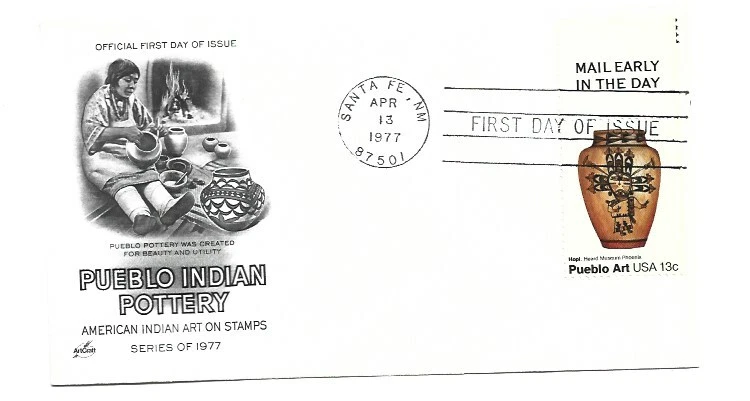 1708 Hopi  Indian Pottery ArtCraft upper Mail Early tab single FDC - Image 1 of 1