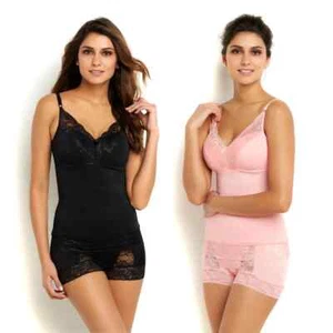 Rhonda Shear Pin-Up Lace Camisole 2-pack 527-888 Black/Pink ,Size L - Picture 1 of 1