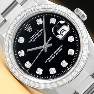 MENS ROLEX DATEJUST 18K WHITE GOLD DIAMOND BEZEL & STAINLESS STEEL WATCH - Picture 1 of 8