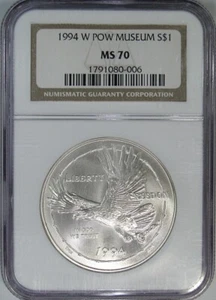 1994-W $1 NGC MS70 "PRISONER OF WAR MUSEUM" SILVER DOLLAR ~ PERFECT PIECE! - Picture 1 of 4
