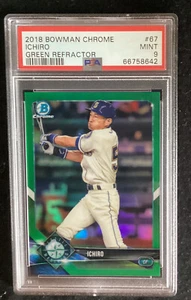Bowman Cromo 2018 Ichiro Suzuki Rifrattore Verde /99 PSA 9 Mariners Come Nuovo - Foto 1 di 2