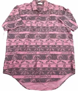 VTG Jordache Men's 100% Cotton Southwest Aztec Spell out Short Sleeve XL - Picture 1 of 5