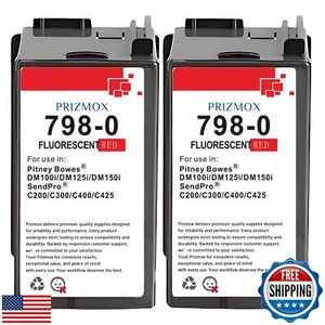 Prizmox 2er Pack SL-798-0 Rot Tintenpatrone Ersatz für Pitney Bowes 798-0 - Bild 1 von 5