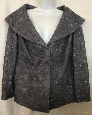 Mayda Cisneros Jacket Gray Floral Embroidered  Netting With Sequins Size XXL - Image 1 of 4