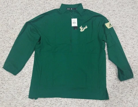 Adidas Game Mode USF Bulls 1/4 zip Pullover Jacket Green South Florida Size LG Cover