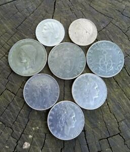 Italian coins 1L 1949, 50L 1971, 1978, 1980,  100L 1974, 1979, 1986, 1995,  8ps 