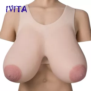Chaleco de silicona completo correas areola grande enormes formas de pecho drag queen grandes boobs CD - Imagen 1 de 22