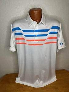 Men's Under Armour ColdBlack Heat Gear S/S Golf Shirt Large L - Lines Polyester - Picture 1 of 6