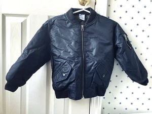 Quilted BOMBER Jacket 4/5 Boys Old Navy Solid Black Full Zip Lined FALL Classic - Picture 1 of 22