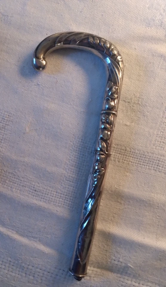 Ancien pommeau de canne ou d ombrelle en argent fourrée - Photo 1/4