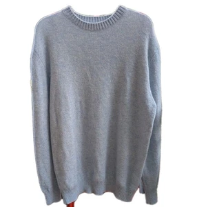 Men's Kangra Alpaca Wool Sky Blue Crew Sweater Italy Euro Old Money Academia - Picture 1 of 7