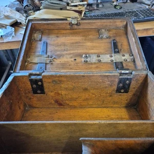 Antique military strapped Rare Wooden gun Box no key very rare nowadays - Picture 1 of 12