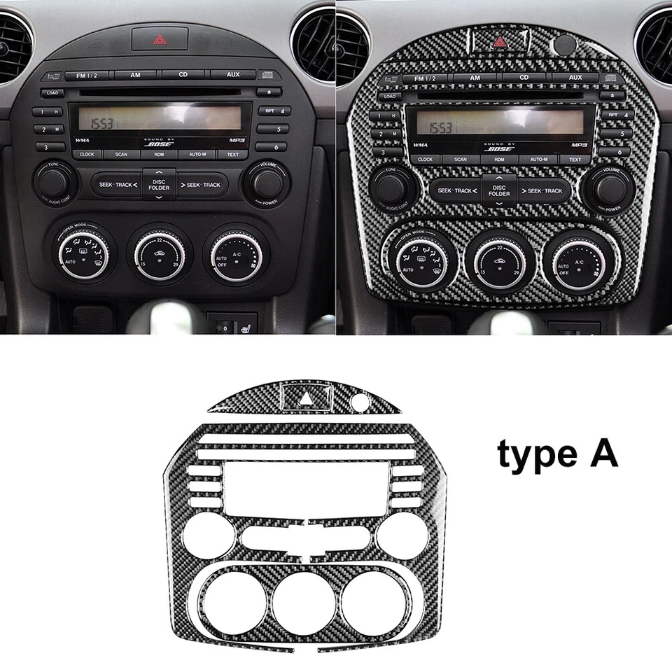 4Pcs Carbon Fiber Central Console Cover Trim For Mazda MX-5 Miata 2009-15 Type A - Image 1 of 4