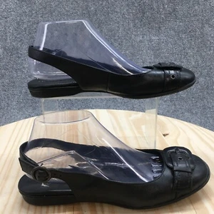 Born Slingback Womens 8.5M Black Round Toe Buckle Casual Ballet Flats Leather - Imagen 1 de 17