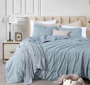 Chezmoi Collection Chester 3-Piece Luxury Cross Stitch Corduroy Comforter Set - Picture 1 of 21