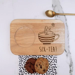 Tee & Keksbrett SIX-TEA Design Snack Tablett 60. Geburtstag Geschenk Papa, Onkel - Bild 1 von 18