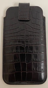 New Smythson Mara Leather Phone Case Cover, Brown Croc, Brand New - Zdjęcie 1 z 5