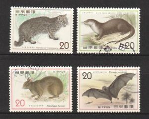 JAPAN 1974 NATURE CONSERVATION SERIES NO. 1 (MAMMALS) COMP. SET OF 4 STAMPS USED